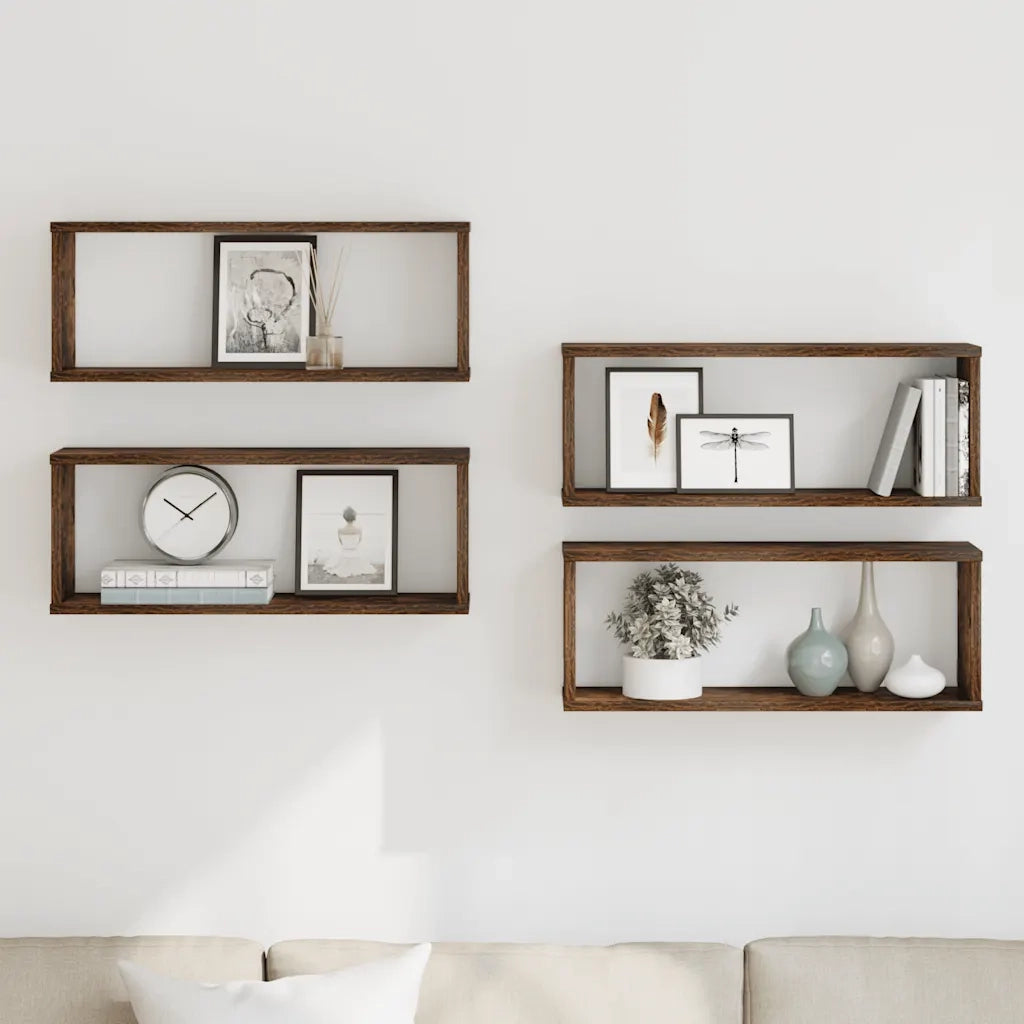 Mensole Cubo Parete 4 pz Rovere Fumo 60x15x23 Legno Multistrato cod mxl 54199