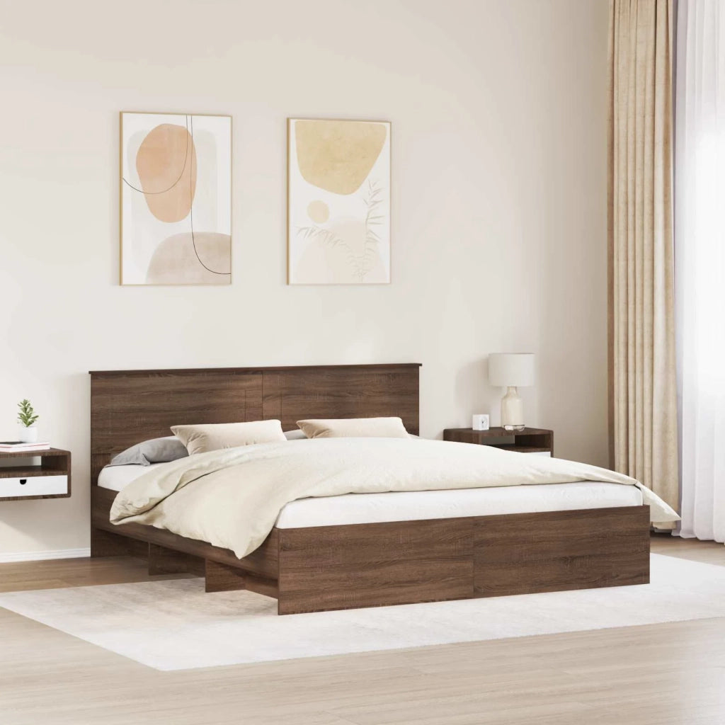 Struttura del letto con testiera Rovere Marrone 200 x 200 cm 3408822