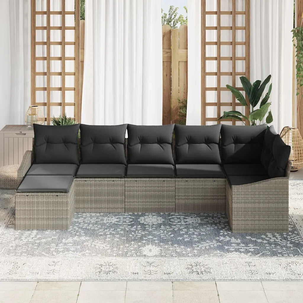 Set Divano da Giardino 7 pcs Grigio chiaro polyrattan 3355481