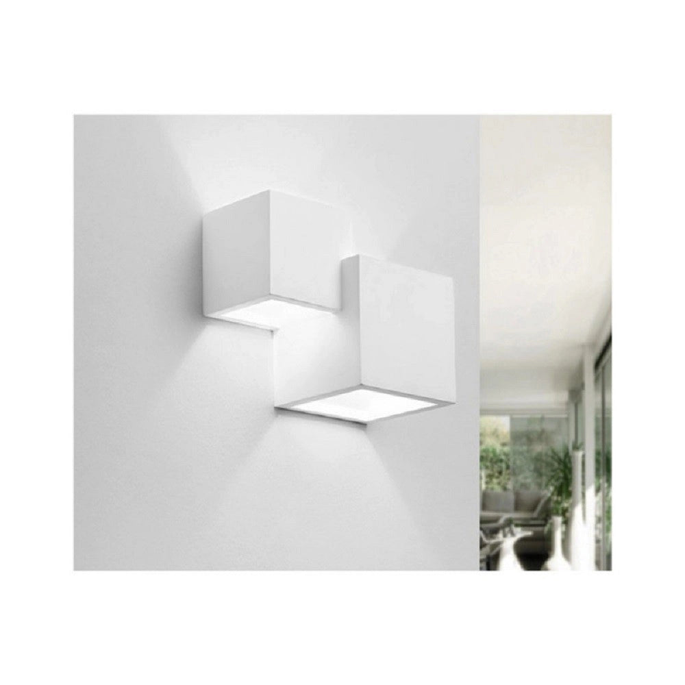 Trade Shop - Applique In Gesso Moderno 2 Cubi A Doppia Emissione Luce Contemporanea G9 Gs-e74 -