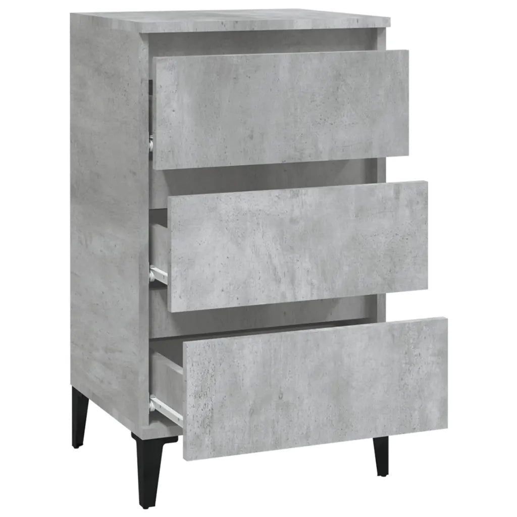 Comodino | Armadio da Notte | Mobiletto da notte Grigio Cemento 40x35x70 cm in Legno Multistrato