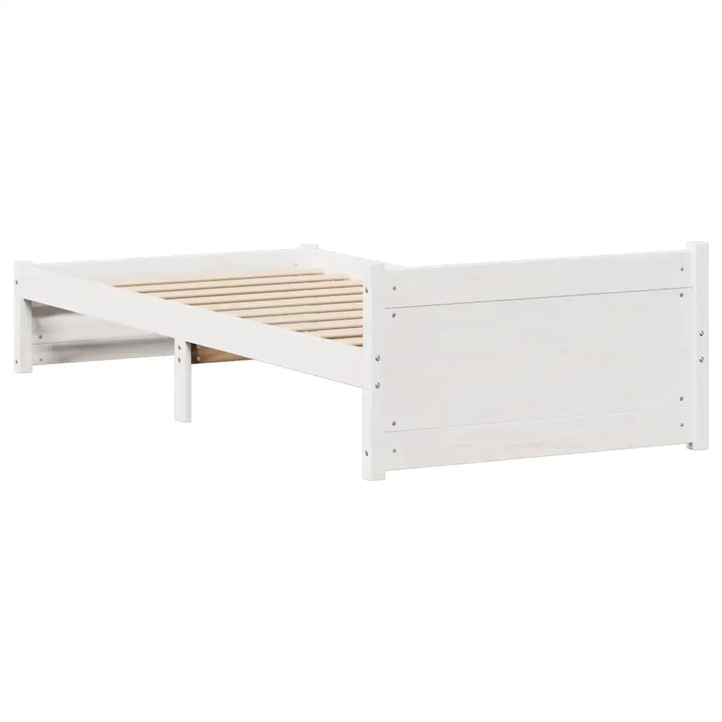 Letto senza Materasso Bianco 90x190 cm in Legno Massello Pino 3301675