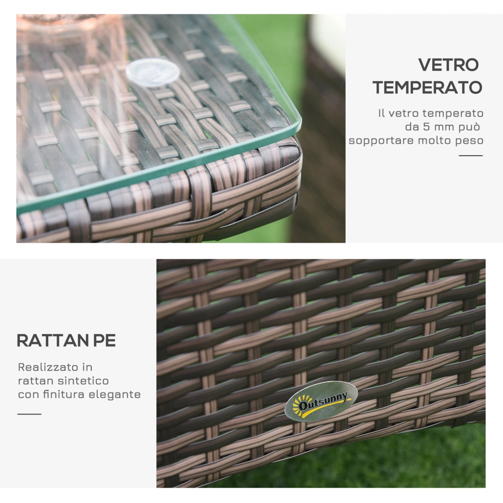 Set Giardino Tavolo con 2 Sedie ¨C zephmum ¨C Rattan Marrone con Cuscini