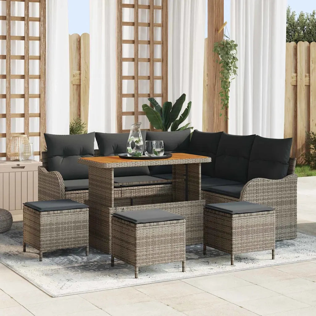 Set Divano da Giardino con cuscino 9 pcs Grigio polyrattan 3362273