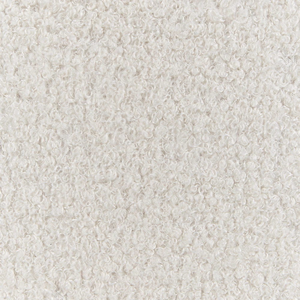 Poltrona Poliestere Boucle Bianco Sporco Rivestimento Retro Design Struttura in legno scuro Braccioli Soggiorno