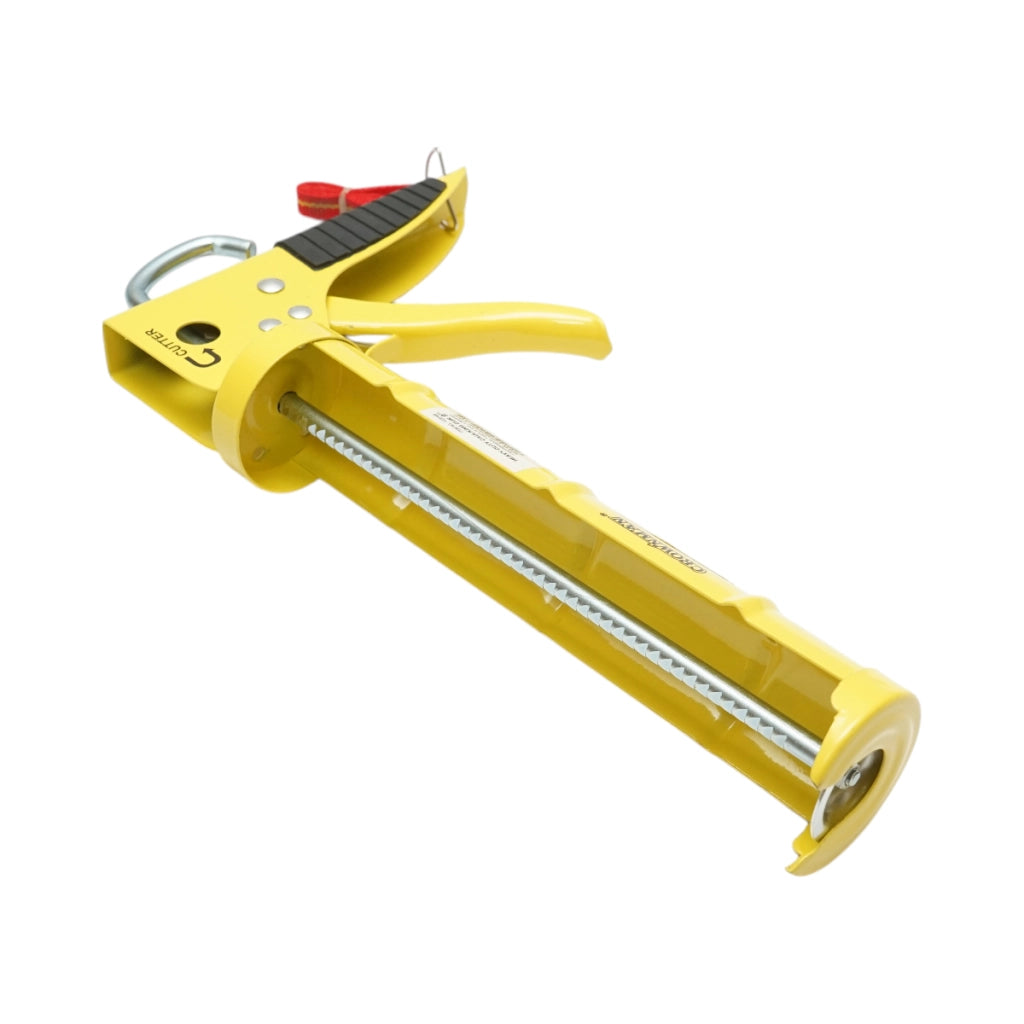 Pistola professionale per tubi in silicone da 225 mm, con taglierina integrata, asta ad ago e gancio Crownman.