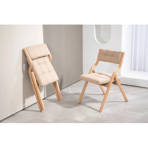 Sedie Pieghevoli Imbottite con Cuscino ¨C MINIMAL ¨C Set 2, Legno, Beige