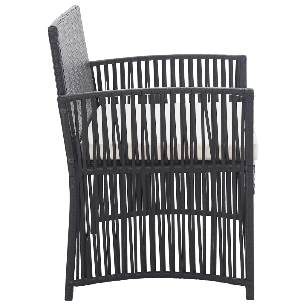 Set Divani da Giardino 4 pz con Cuscini in Polyrattan Nero cod mxl 39468