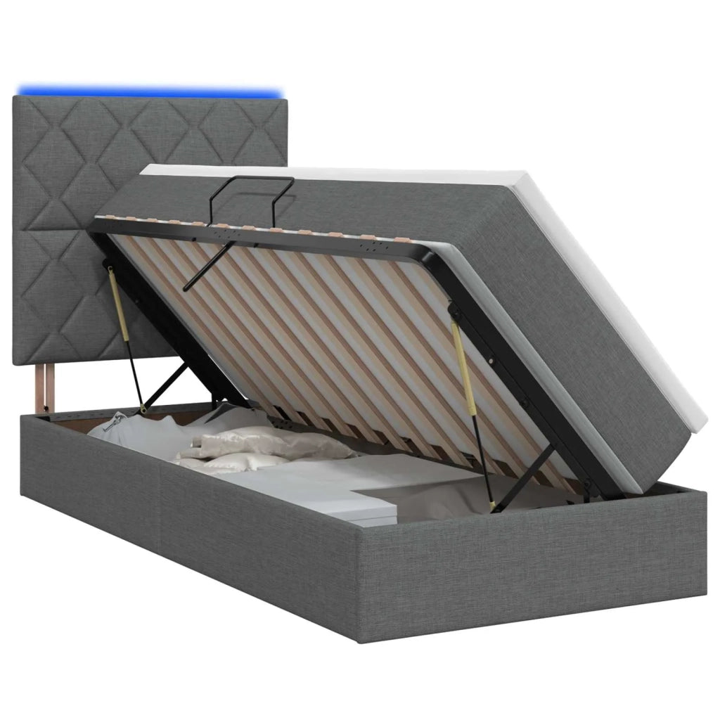 Letto con contenitore LED e materasso Grigio Scuro 100 x 200 cm 3459988
