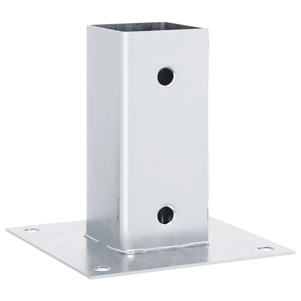 Basi per Pali Quadrate 4 pz Argento 61x61 mm in Acciaio Zincato 42000004