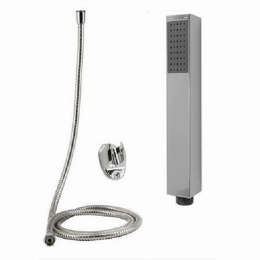 Trade Shop - Kit Doccetta Doccino Squadrata Bagno Soffione Doccia Laccio 1,8 Mt Staffa 69302 -
