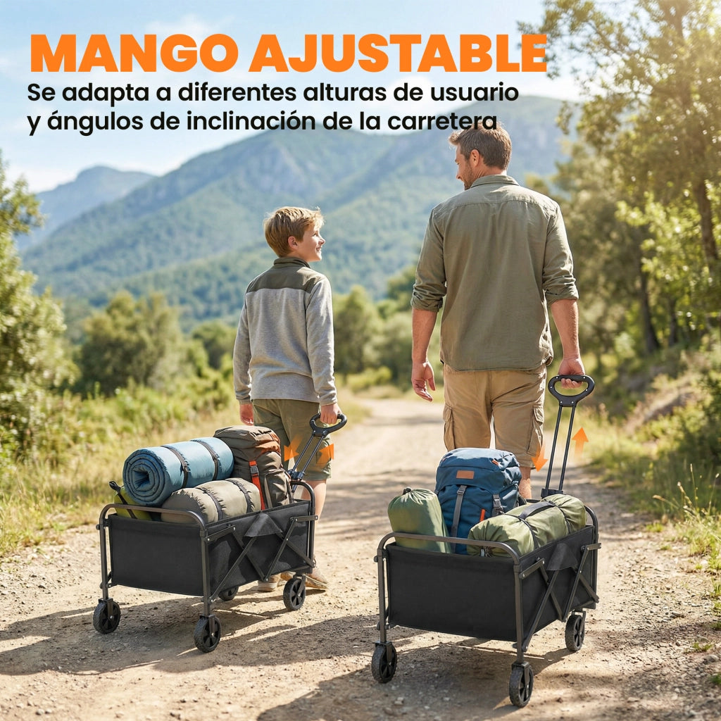 Carrello Giardino Pieghevole con Ruote ¨C zephmum ¨C Nero 81x45x89 cm