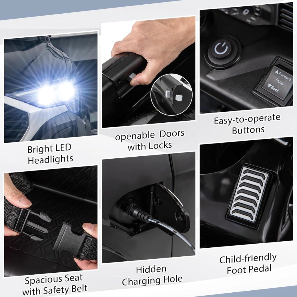Macchina Elettrica per Bambini Audi SQ8 12V con Telecomando, Auto Elettrico a Pedale, Veicoli con Musica, Fari LED e Doppio Motore, 3 Velocità 3-5km/h, Carico 30 kg, 3+ Anni (Nero)