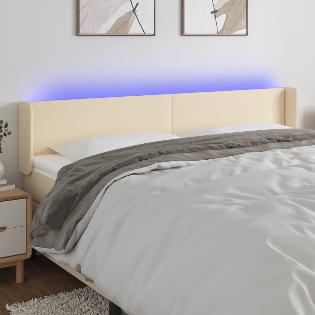 Testiera a LED-Testata con LED Crema 203x16x78/88 cm in Tessuto 815635