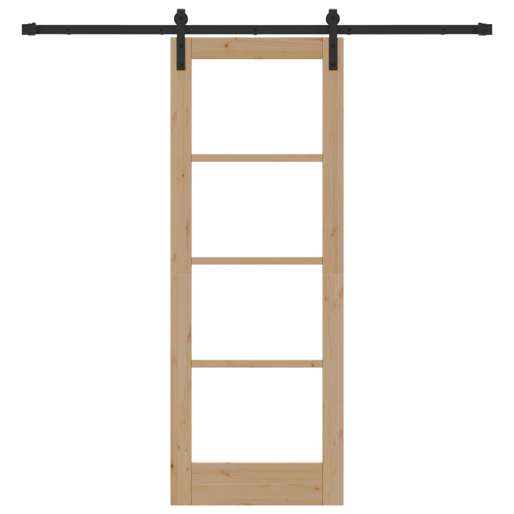 Porta Scorrevole con Set Hardware 'ORKDAL'Legno Massello e Vetro