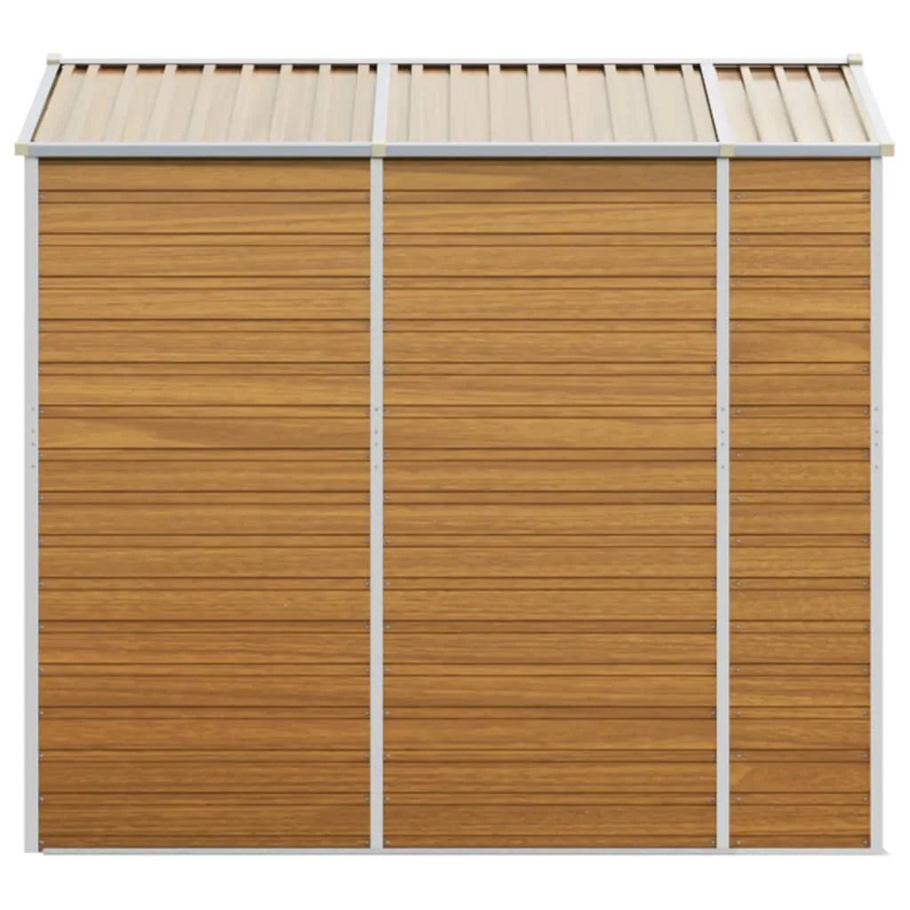 Casetta da giardino cabina ripostiglio casetta da esterno robusta casetta per attrezzi colore chiaro 191 x 215 x 198 cm acciaio zincato marrone 02_0022289