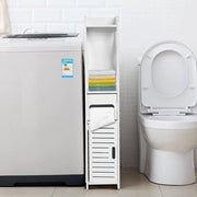 Cassa da bagno in legno - Cassettone per bagno con colonne - Altezza 155 x 15 x 80 cm - Bianco