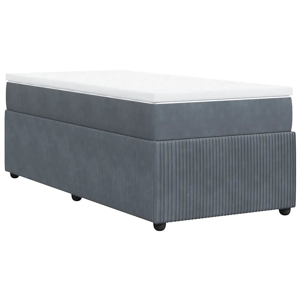 Giroletto a Molle con Materasso Grigio Scuro 100x200 cm Velluto