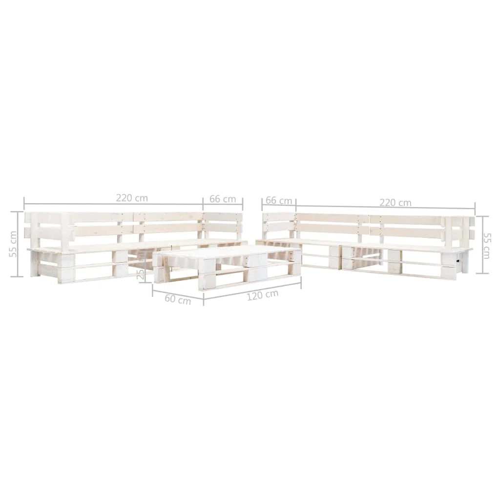 Set di mobili da giardino mobili da esterno set di mobili in pallet da 6 pezzi legno bianco 02_0018452