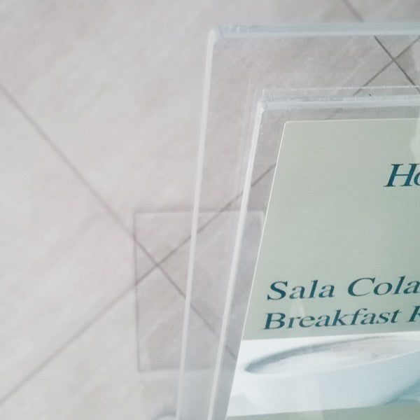 Leggio in plexi con base a L da 8mm ad una tasca f.to A4 verticale