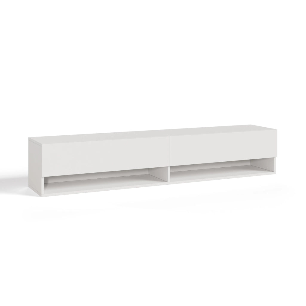 Mobile Porta TV Halmstad da Parete con Ante a Ribalta 160 x 31 x 30 cm - Bianco [en.casa]