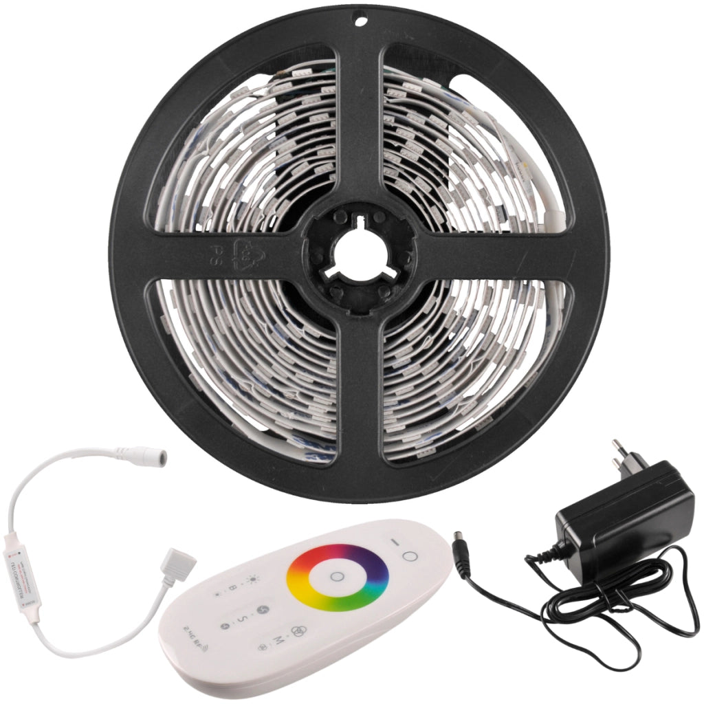 Kit striscia LED 24V 3m RGB+bianco 4000K IP20 con telecomando
