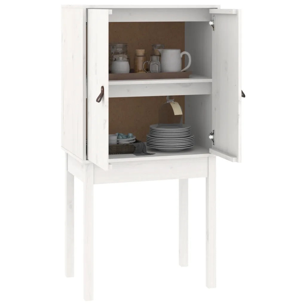Credenza Bianca 60x40x120 cm in Legno Massello di Pino 821745