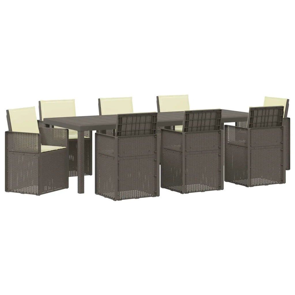 Set da Pranzo per Giardino 9 pcs Grigio chiaro e panna PP 3430099