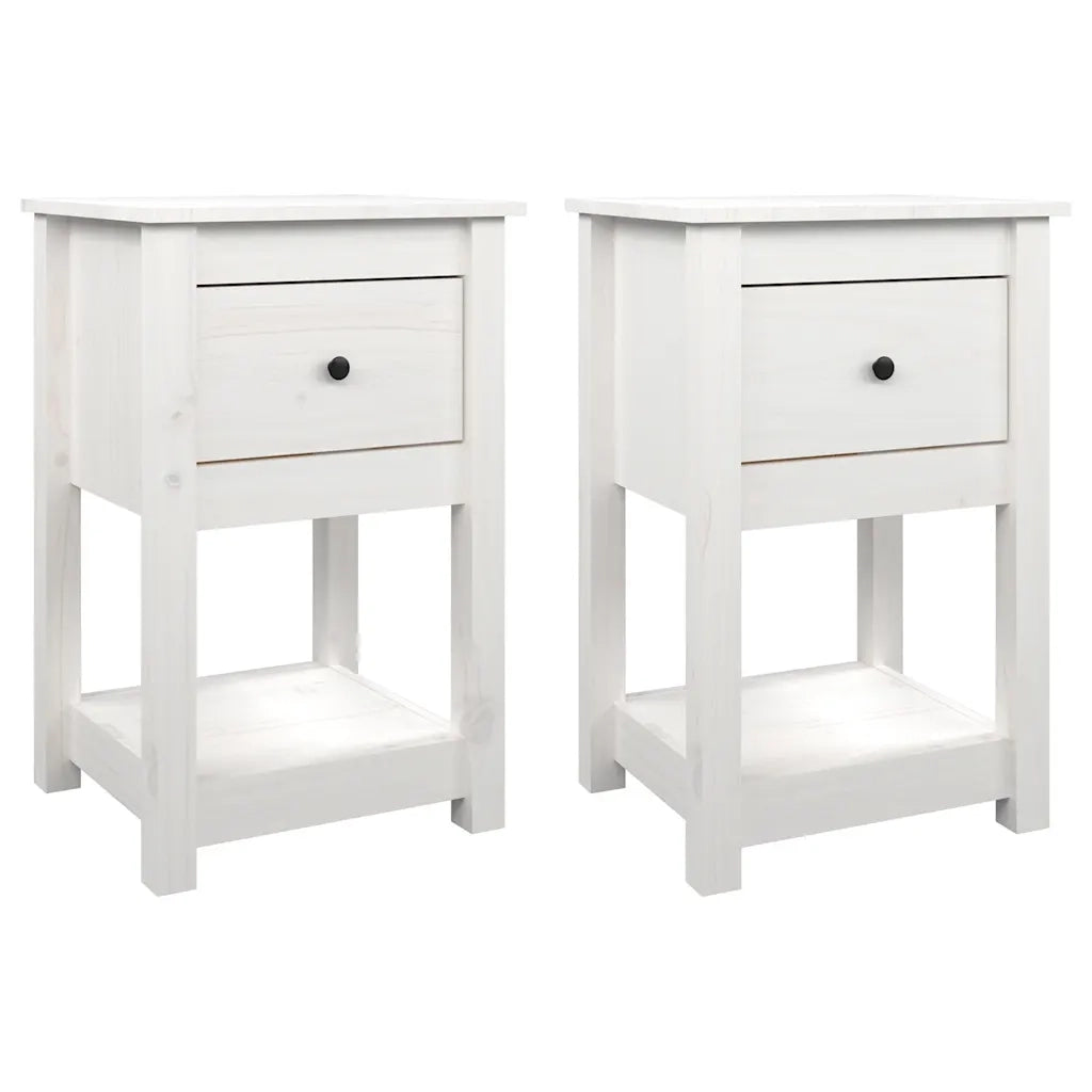 Comodini 2 pz Bianca 40x35x61,5 cm in Legno Massello di Pino cod mxl 50978