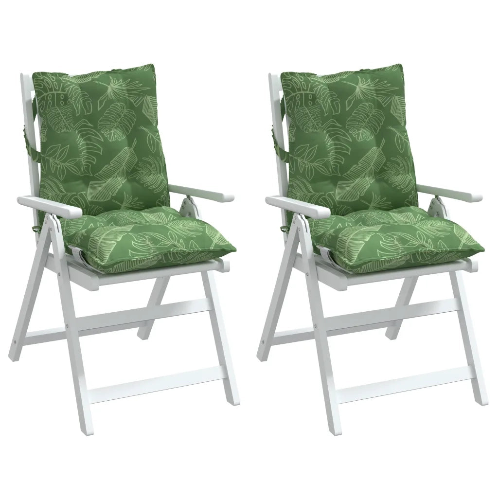Cuscini Sedia Schienale Basso 2 pz Motivo Foglie Tessuto Oxford 377728