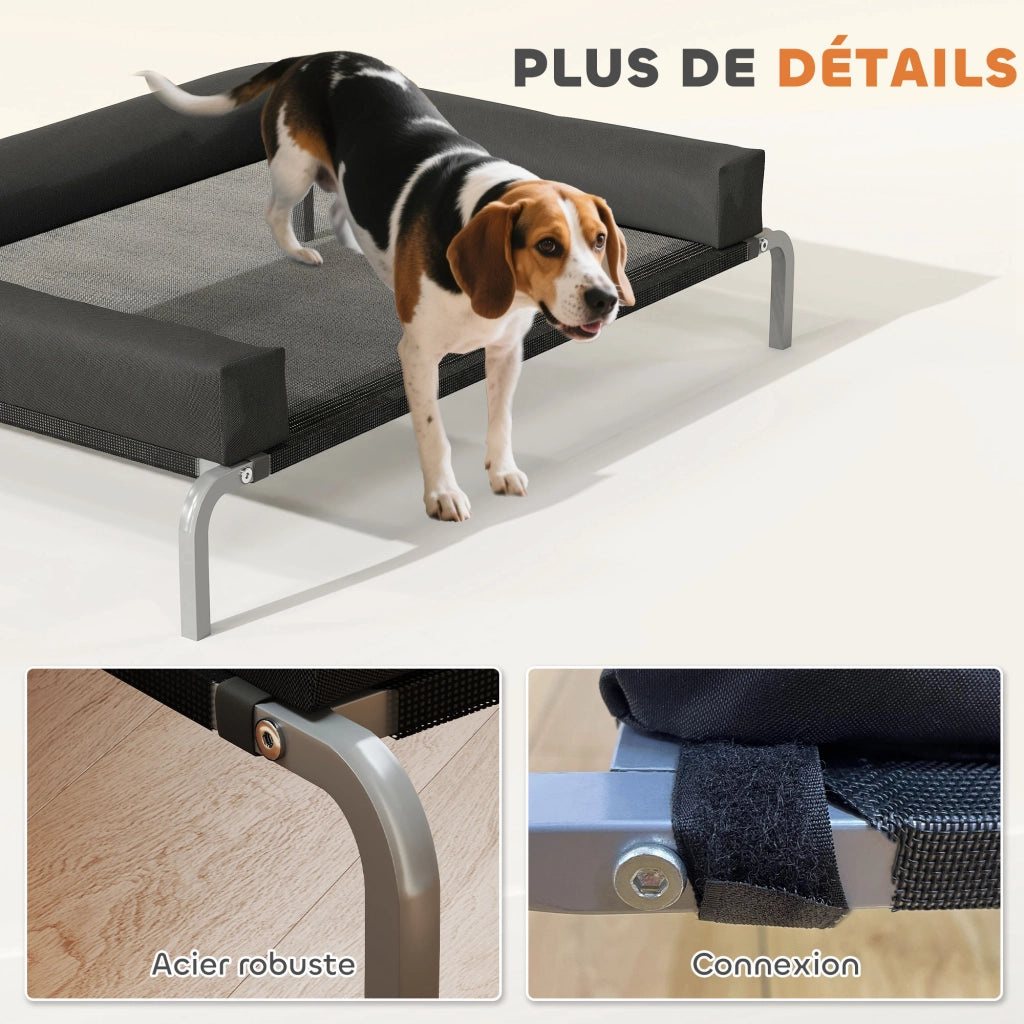 Letto per cani rialzato rinfrescante ¨C zephmum ¨C 110x75x30 cm nero