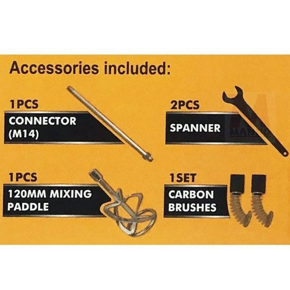 Trade Shop - Miscelatore Per Malta 1400 Watt Trapano Mescolatore Colla Cemento Con Frusta M14 -