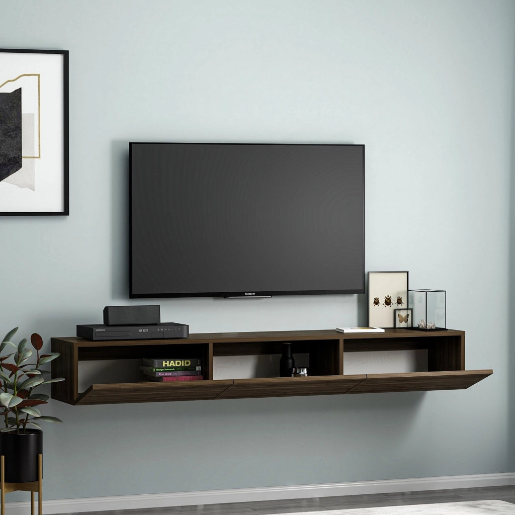 Lariano, Mobile Porta tv 3 Vani, 180x31x26h cm Marrone Noce