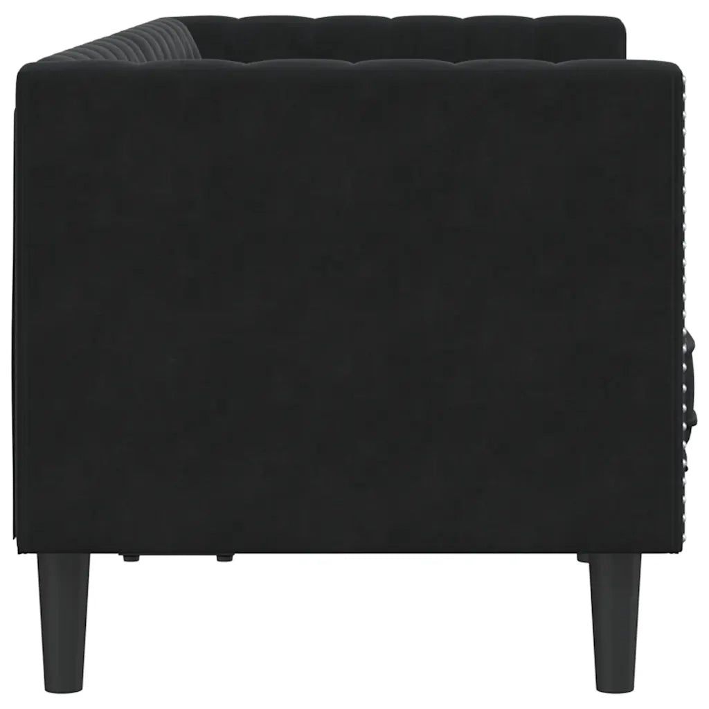 Divano Chesterfield con Rinforzi 2 Posti-Sofa 2 Posti-Divanetto Nero in Velluto