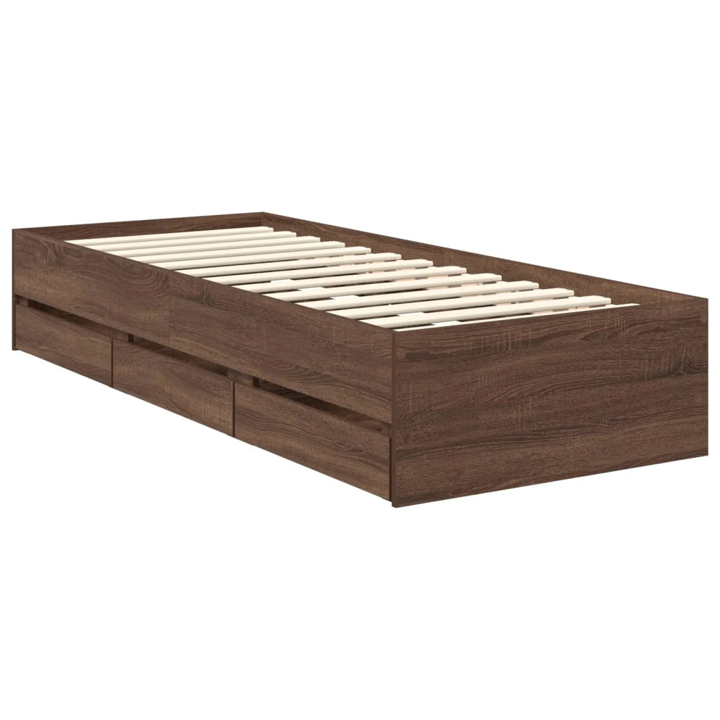 Struttura del letto con cassetto Rovere Marrone 75 x 190 cm