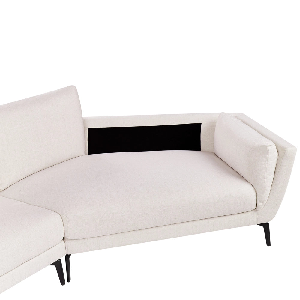 Divano a 3 posti in tessuto beige chiaro con schienale imbottito elegante moderno minimalista