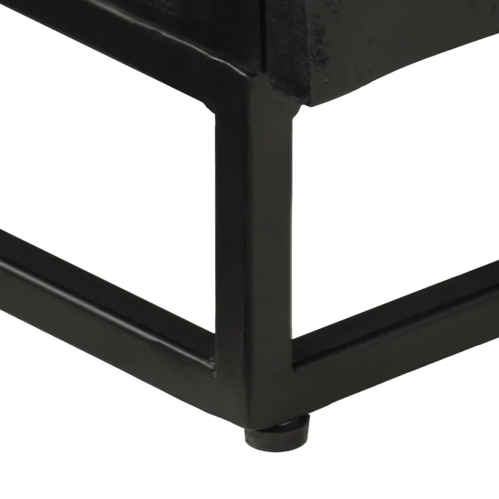 Mobile TV Nero 110x30x40 cm in Legno Massello di Mango e Ferro 372007