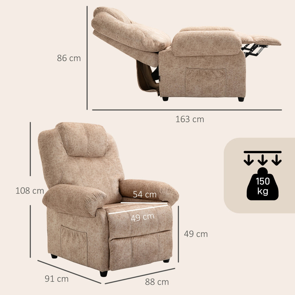 Poltrona Relax Reclinabile Manuale ¨C Xylo ¨C Tessuto Beige con Poggiapiedi