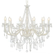 Elegante lampadario con perline dal design antico 80 x 75 cm atmosfera accogliente metallo bianco 02_0046414
