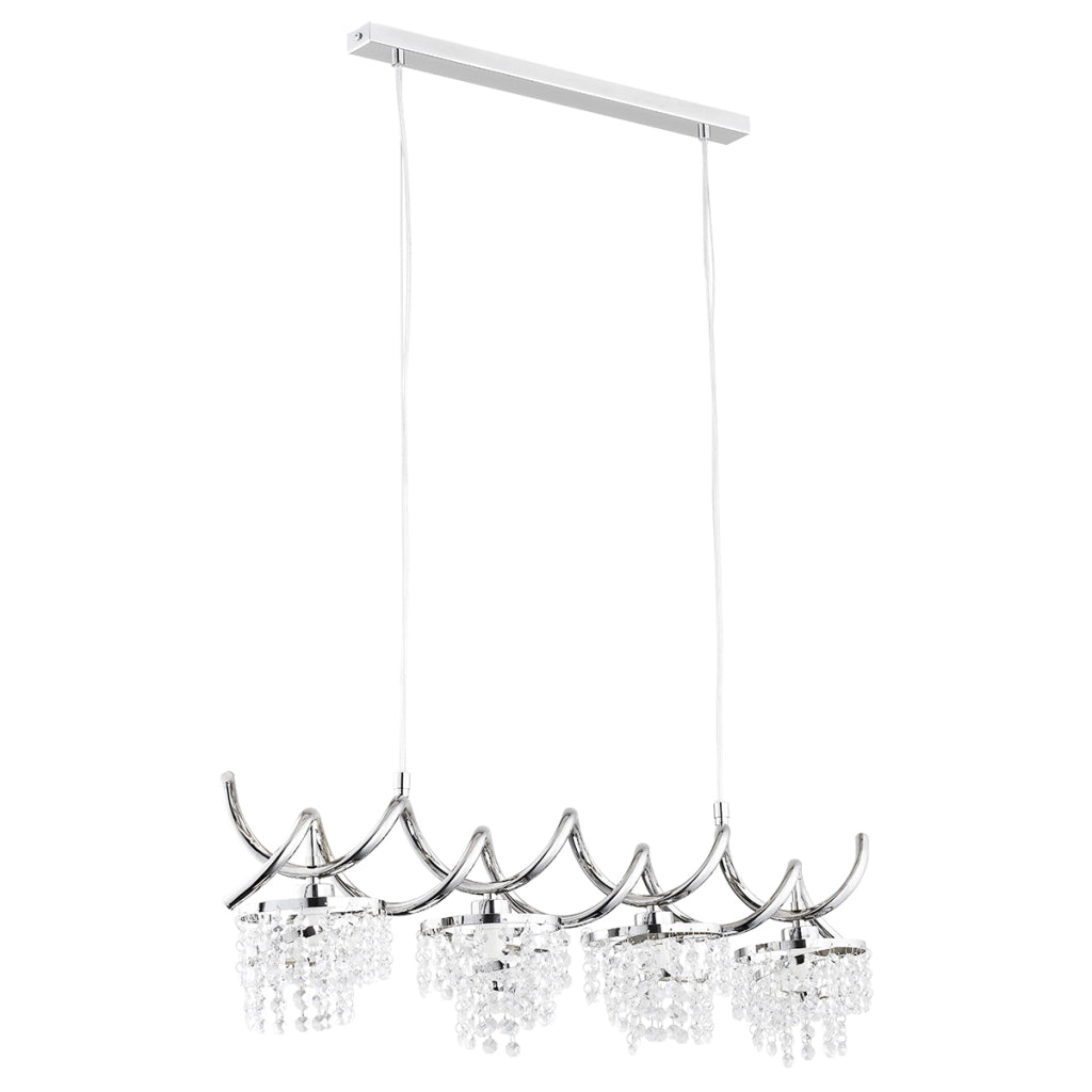 Lampada a sospensione glamour barra cromata cristalli 4xE14