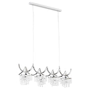 Lampada a sospensione glamour barra cromata cristalli 4xE14
