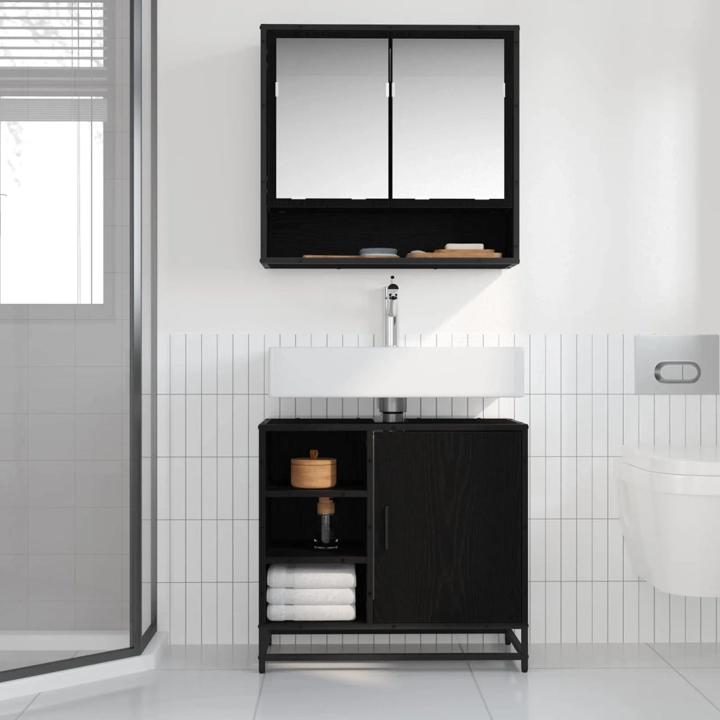 Mobile da Bagno Rovere Nero 65 x 33 x 60 cm Legno multistrato