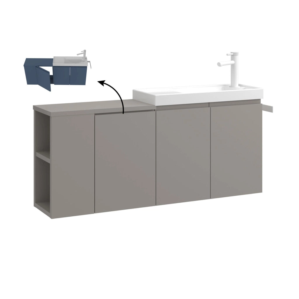 Mobile lavabo "Ferla 110" - 110 x 22 x 45 cm - Matte Mink