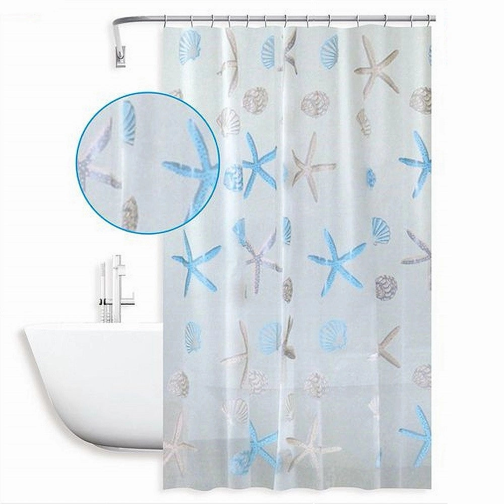 Trade Shop - Tenda Doccia Antimuffa Impermeabile 240 X 200cm Anelli Bagno Stelle Marine 59806 -