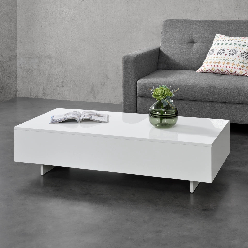 Tavolino Centrale da Salotto Lärketorp 115 x 55 x 31 cm - Bianco Lucido [en.casa]