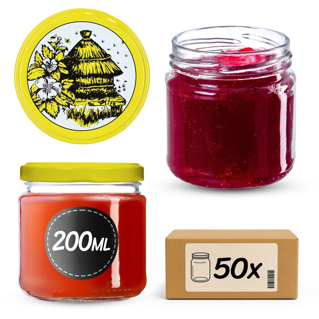 Barattoli per conserve KADAX Lerma 200 ml 50 pezzi 66 mm + coperchi "Api"