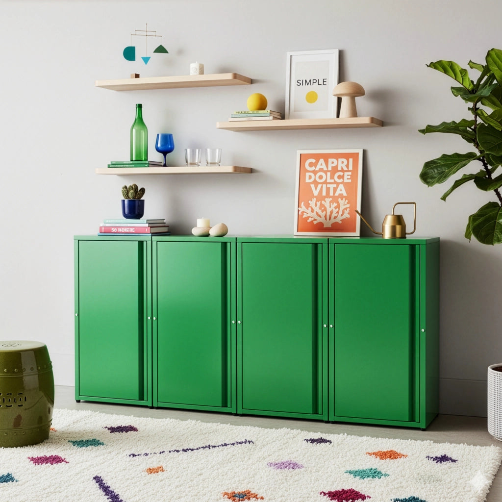 Armadio a Colonna Burlöv in Metallo Mobile per Archivio 88 x 40 x 35 cm Verde Mela [en.casa]
