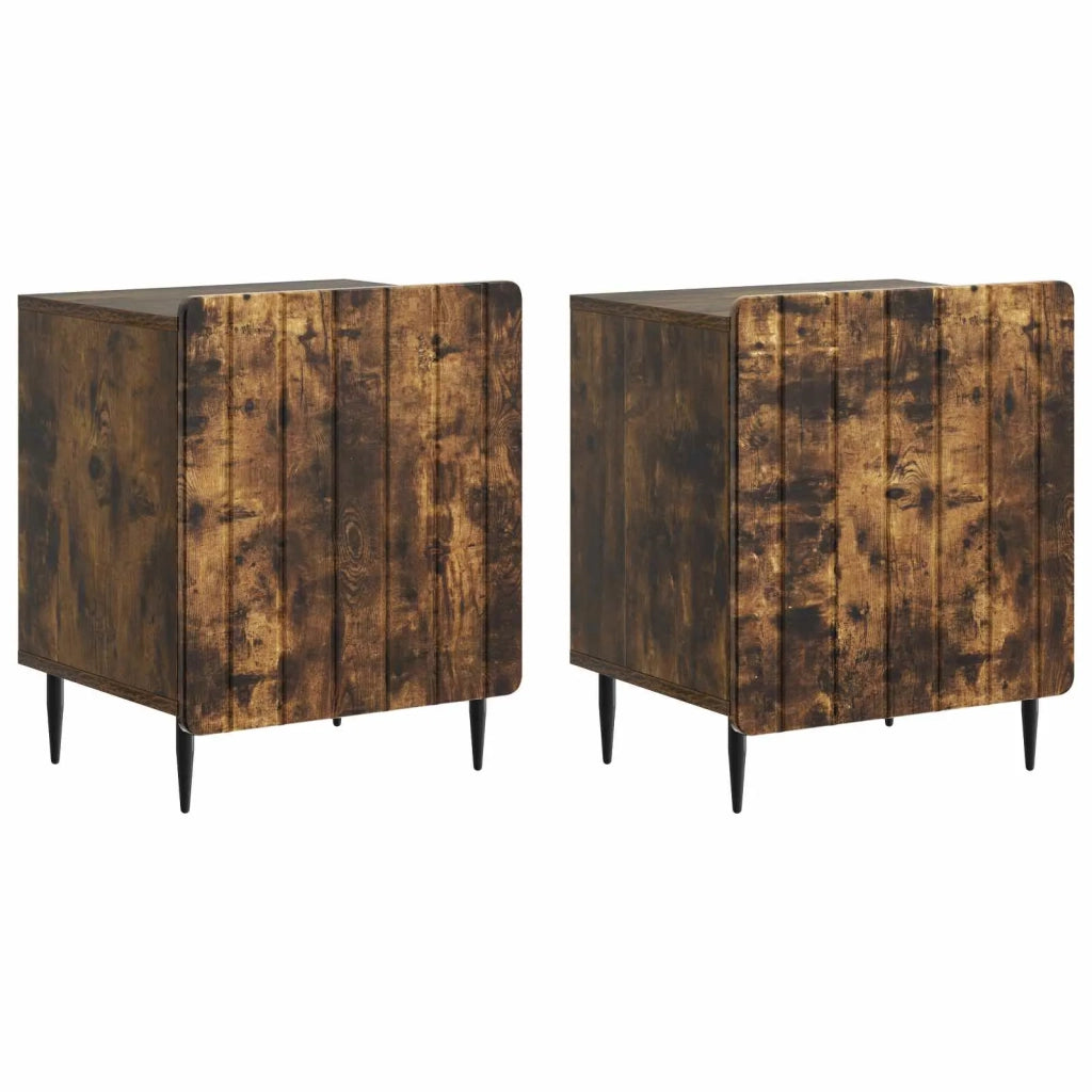 Set di 2 Comodini | Armadio da Notte | Mobiletto da notte Rovere Fumo 43 x 34,5 x 52 cm
