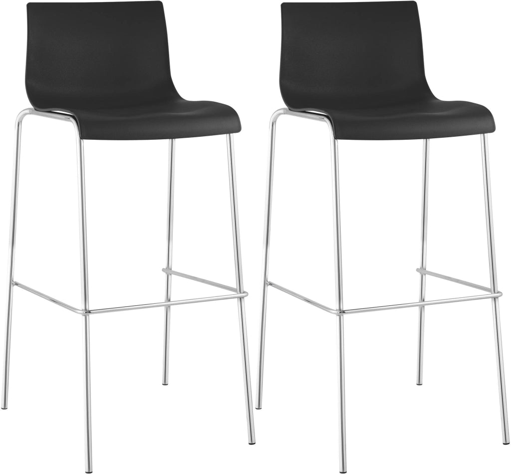 Set di 2 sgabelli da bar Hoover in plastica con struttura a 4 piedi cromata 5