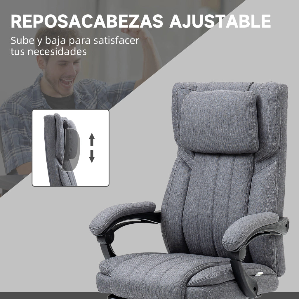 Sedia da Ufficio Reclinabile e Girevole con Massaggio ¨C Zephmum ¨C Grigio 65x61x108-118 cm